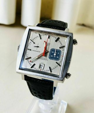 Rare Vintage Old 1972 Heuer Silver Phantom Steve Mcqueen Monaco 1533g Watch,  Box