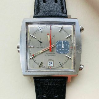 Rare Vintage Old 1972 Heuer Silver Phantom Steve McQueen MONACO 1533G Watch,  Box 3