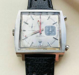 Rare Vintage Old 1972 Heuer Silver Phantom Steve McQueen MONACO 1533G Watch,  Box 5