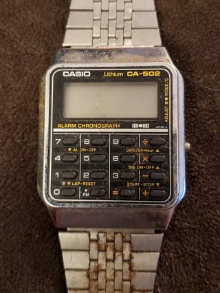 Rare & Vintage Casio Calculator Wrist Watch Ca - 502 (437) Silver Japan Rk