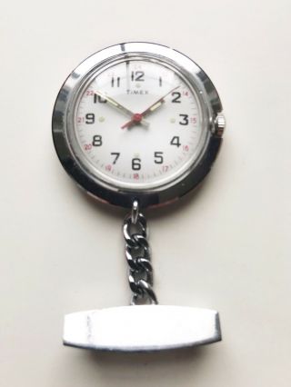 Timex Vintage Nurses Fob Brooch Pendant Watch Mechanical Silver