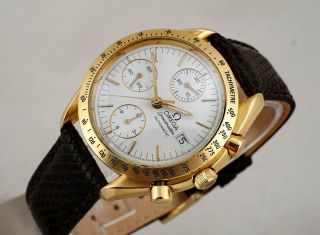 Omega Speedmaster Automatic 3 - Register Chronograph Watch With Date 18k Gold