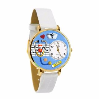 Whimsical Watches Unisex G0620013 Nurse White Leather Watch