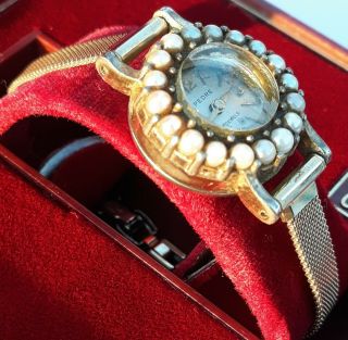 Vintage PEDRE Ladies Mechanical Watch 17 Jewels 10k G.  F.  Band Running RARE 3