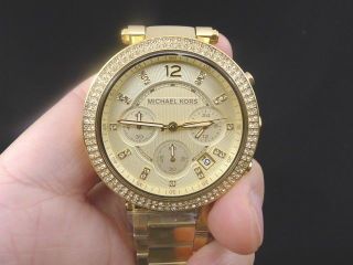Old Stock Michael Kors Parker Mk5354 Chronograph Gp Quartz Women Watch