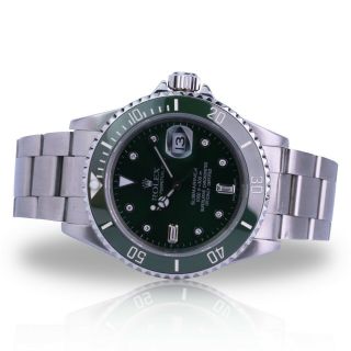 Rolex Submariner 16610 Stainless Steel Green Ceramic Insert and Dial Watch 4