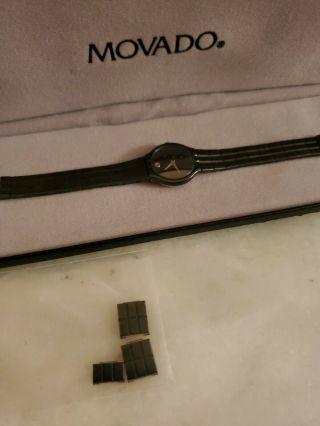 Ladies Black Stainless Steel Movado Museum Sapphire 84 - 41 - 820 Watch Na - Mw12