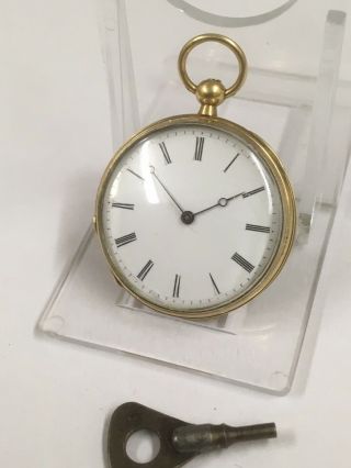 Antique Ladies 18k Solid Gold & Enamel Pocket Watch By Henry Moser & Cie,  GWO 8