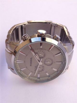 Large Fossil Fs - 4359 Silver Dial Stainless Steel Men 