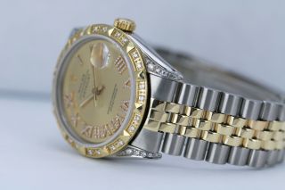 Rolex Men ' s Watch Datejust 16013 Two - Tone 36mm Champagne Roman and Diamonds 2