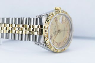 Rolex Men ' s Watch Datejust 16013 Two - Tone 36mm Champagne Roman and Diamonds 7