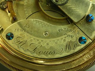 Antique 18s Aurora Mermod Jaccard & Co.  St.  Louis MO.  15 jewel pocket watch 1886 11