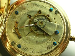Antique 18s Aurora Mermod Jaccard & Co.  St.  Louis MO.  15 jewel pocket watch 1886 9