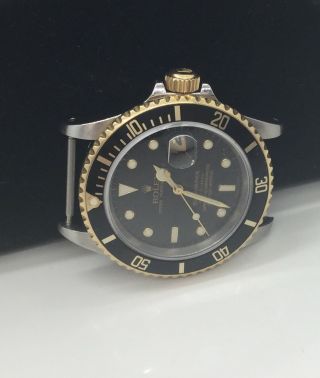 ROLEX STAINLESS & 18K SUBMARINER WATCH 16613 SERIAL L BLACK DIAL 3