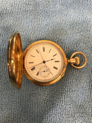 18k Patek Philippe Pocket Watch 1872 Minute Repeater Chronograph Hunter 146 Gram