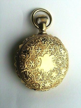 14k Solid Gold Hunter Case Elgin Pocket Watch 6 Size 62.  5 Gm C.  1895