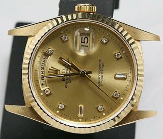 SWISS MADE ROLEX Presidental Day - date 18238 Yellow Gold Factory diamond Dial 5
