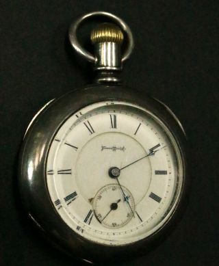 Antique Illinois 17j Coin Silver Open Face 18s Railroad Pocket Watch