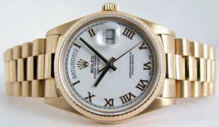 Rolex Day - Date President Watch,  White Roman Dial,  18038 2