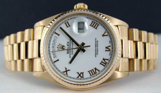 Rolex Day - Date President Watch,  White Roman Dial,  18038 3