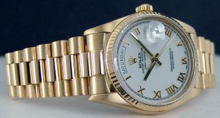 Rolex Day - Date President Watch,  White Roman Dial,  18038 4
