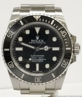 Rolex Submariner 114060 Stainless Steel Mens Black On Black Watch Box Papers 2