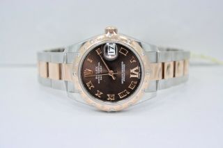 Rolex Datejust Midsize 31mm 18k Rose Gold & Stainless Steel Diamond Watch 178341