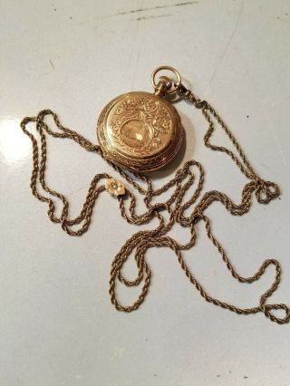 1866 A.  W.  Co Waltham CIVIL WAR ERA 14k Yellow Gold Pocket Watch and Chain,  Ship 2