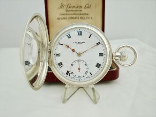 Solid Silver Antique Half Hunter J W Benson Pocket Watch Lon 1937