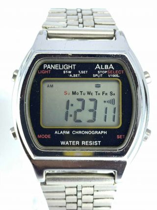 Vintage Seiko Alba Alarm Chronograph Y735 - 4a40 Quartz Wrist Watch Japan