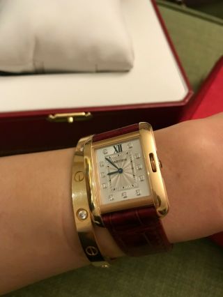 Cartier Tank Watch With Diamonds And 18k Yellow Gold Bought For $17000