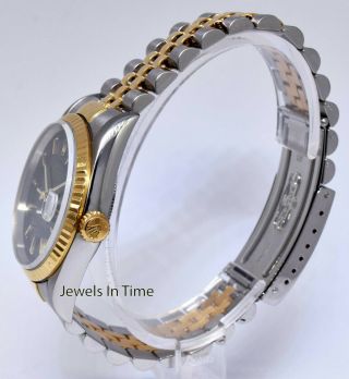 Rolex Datejust 18k Yellow Gold & Steel Black Dial Mens 36mm Watch Y 16233 5