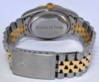 Rolex Datejust 18k Yellow Gold & Steel Black Dial Mens 36mm Watch Y 16233 8