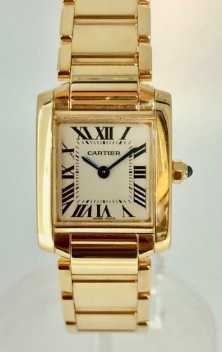 Cartier Tank Francaise 18k Yellow Gold Quartz Ladies Watch On Bracelet
