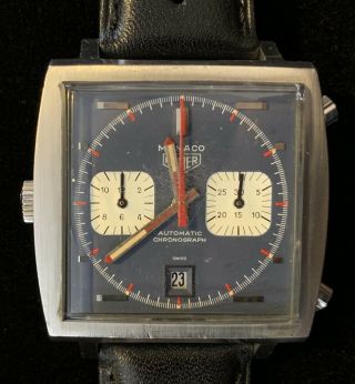 Rare Vintage Heuer 1133B Monaco Cal 11 Chronograph 1970s Automatic Steve McQueen 2