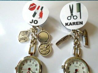 Nurse Watch Hairdresser Beautician Personalised Make Up Kit Trainee Silver Charm