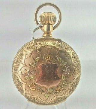 Antique Elgin 14kt Gold Hunter Case Pocket Watch 7j 18s circa 1900 2