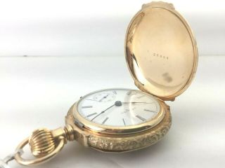 Antique Elgin 14kt Gold Hunter Case Pocket Watch 7j 18s circa 1900 5