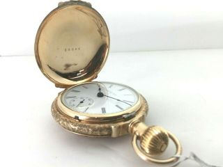 Antique Elgin 14kt Gold Hunter Case Pocket Watch 7j 18s circa 1900 6