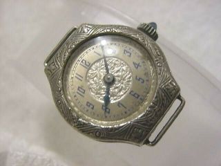 Vintage 14k Gold Fd Antique Pre 1920 Art Deco Lady Relion Sapphire Watch