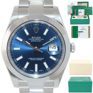2015 Rolex Datejust Ii 116300 Blue Stick Stainless Steel 41mm Watch Box