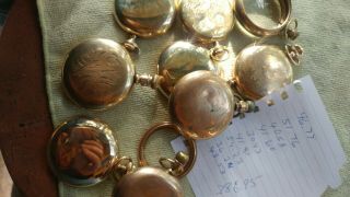 Vintage Gold Filled Scrap Pocket Watch Cases 386.  95 Grams 20 25yr