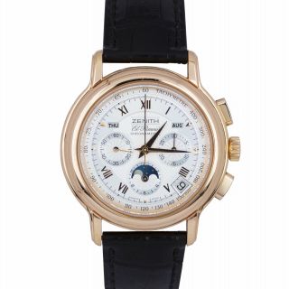 Zenith El Primero Chronomaster Moonphase 40mm 18k Rose Gold Watch 17.  0240.  410