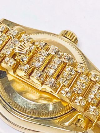 Estate Rolex Ladies MASTERPIECE President 18k Gold Datejust Pearl Diamond Bezel 10