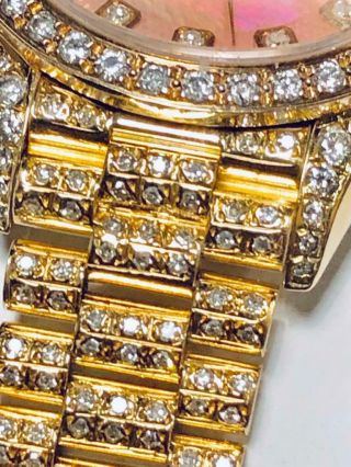 Estate Rolex Ladies MASTERPIECE President 18k Gold Datejust Pearl Diamond Bezel 4