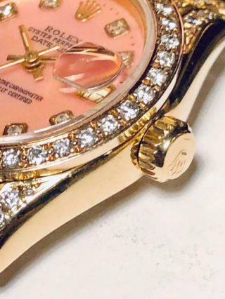 Estate Rolex Ladies MASTERPIECE President 18k Gold Datejust Pearl Diamond Bezel 5
