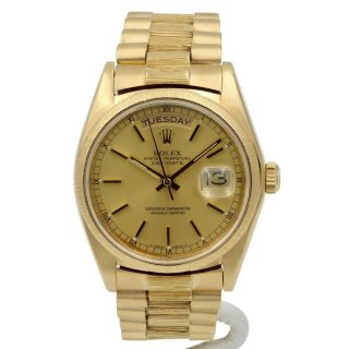 18k Yellow Gold Rolex Op Day - Date President Gold Dial 36 Mm Wrist Watch 6639