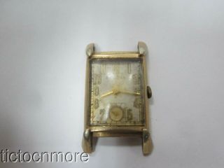 Vintage 10k Gold Filled Bulova His Excellency 7ak Art Deco Dial Watch Mens