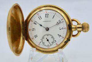 Antique Tiffany & Co 18k Gold Pocket Watch Triple Signed 17 Jewel Swiss