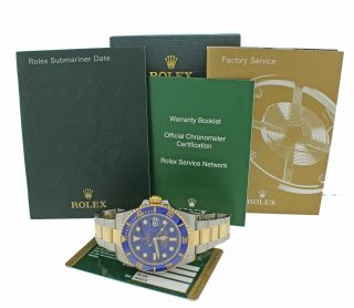 PAPERS Smurf Rolex Submariner Ceramic 116613 Two Tone Gold Steel Blue Watch Box 4